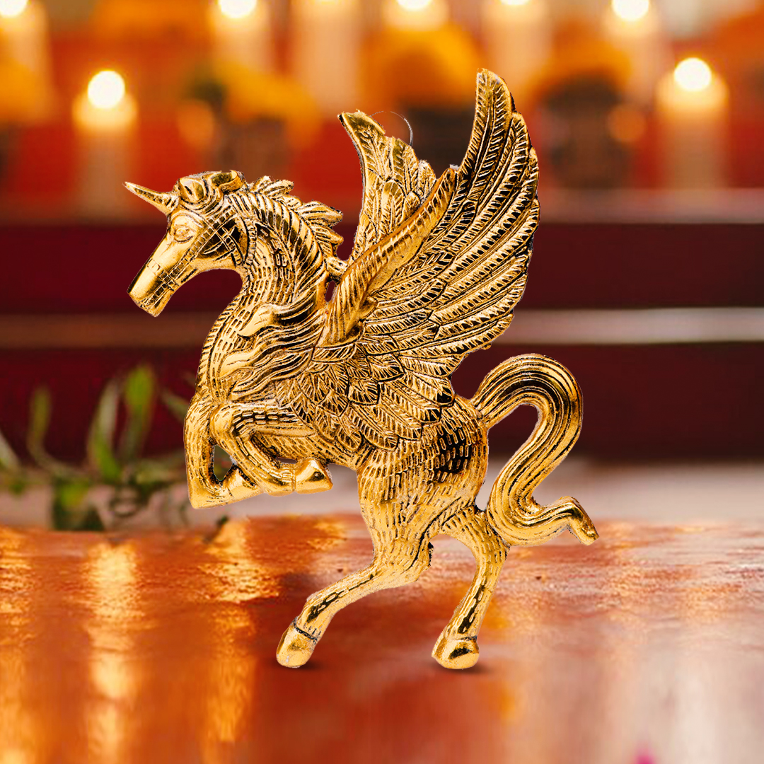 Devnidhii Flying Horse (Pegasus) in Gold Polish