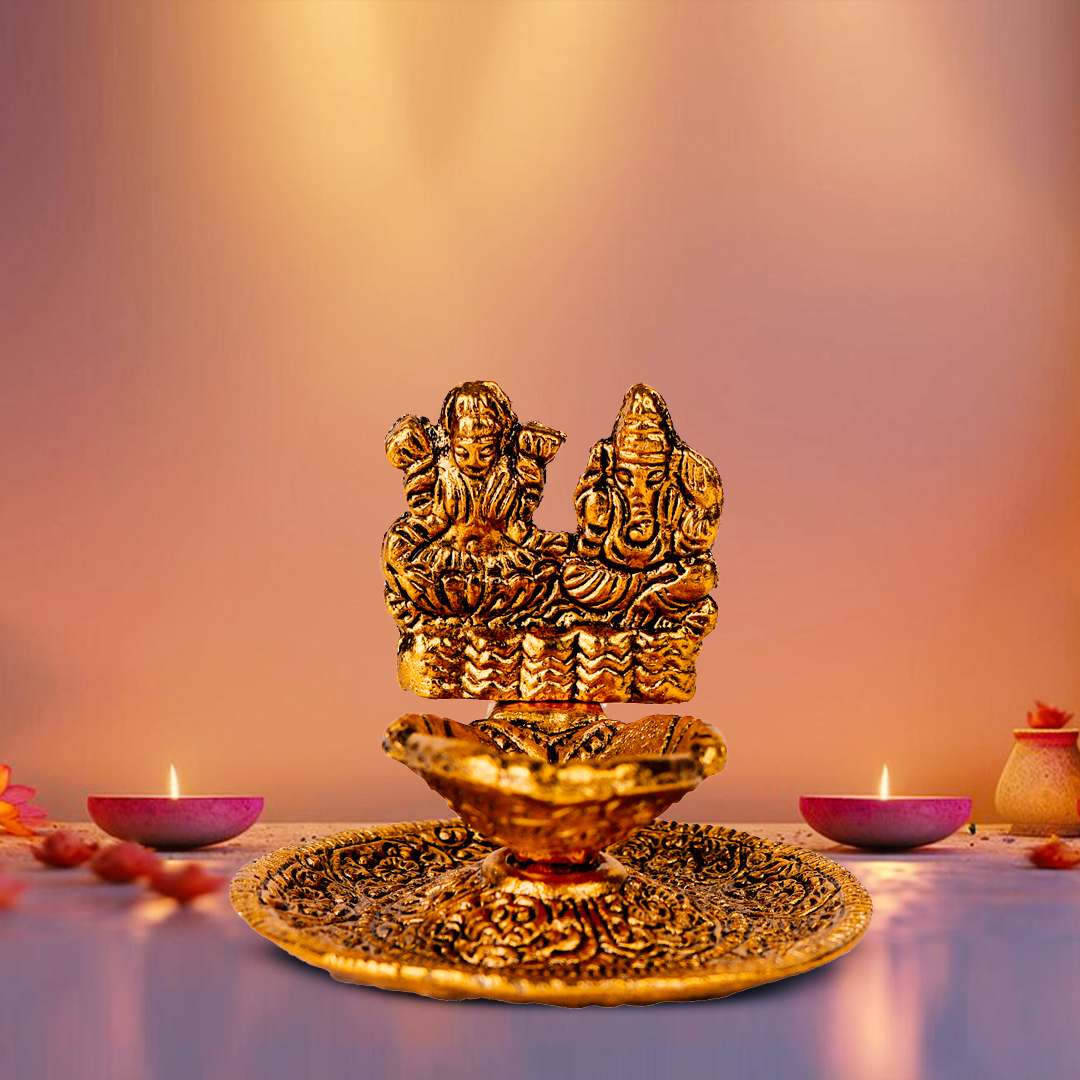 Devnidhii Diya Laxmi, Ganesh in Gold Polish Small Size