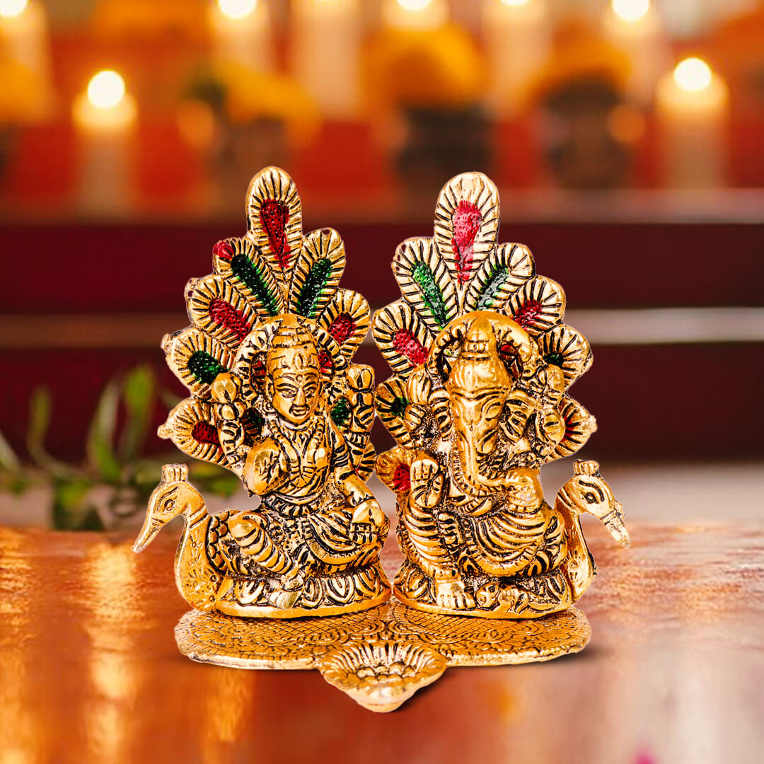 Devnidhii Diya Laxmi Ganesh with Meenakari Stonework