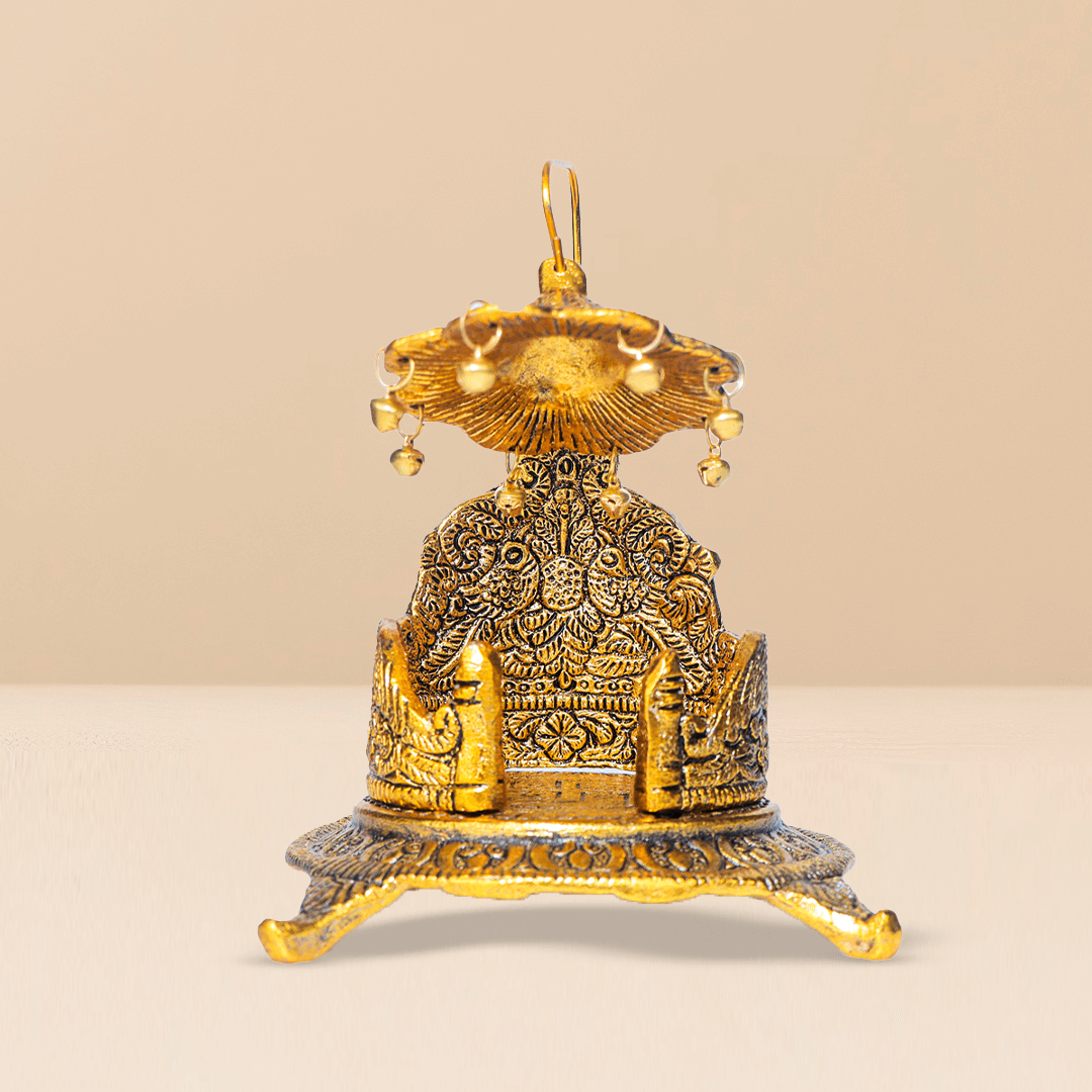 Devnidhii Singhashan for God Round Shape in Gold Polish