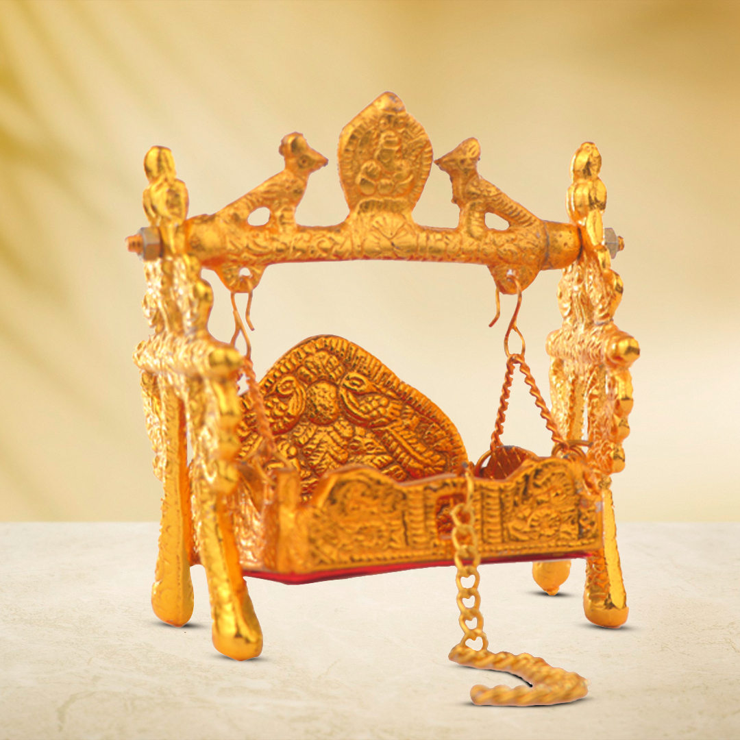 Devnidhii Palna (Jhula) with Legs in Gold Polish