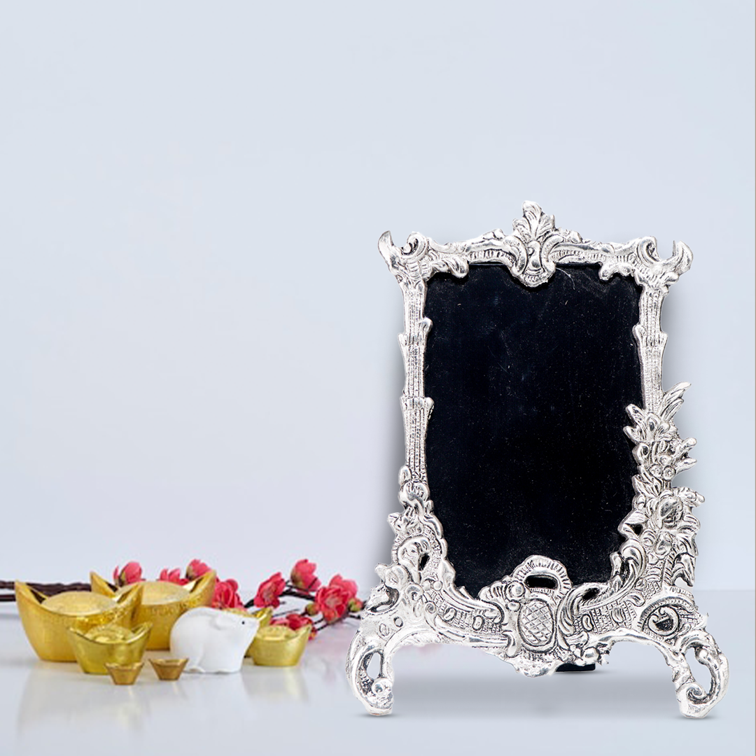 Devnidhii Photo Frame Silver Plated Rectangular Shape with Legs