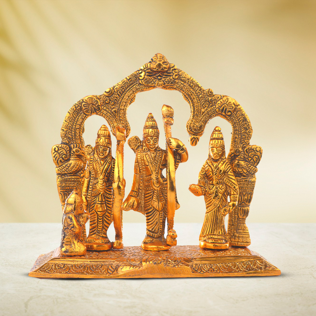 Devnidhii Ram Darbar with Mehrab in Gold Polish Medium Size