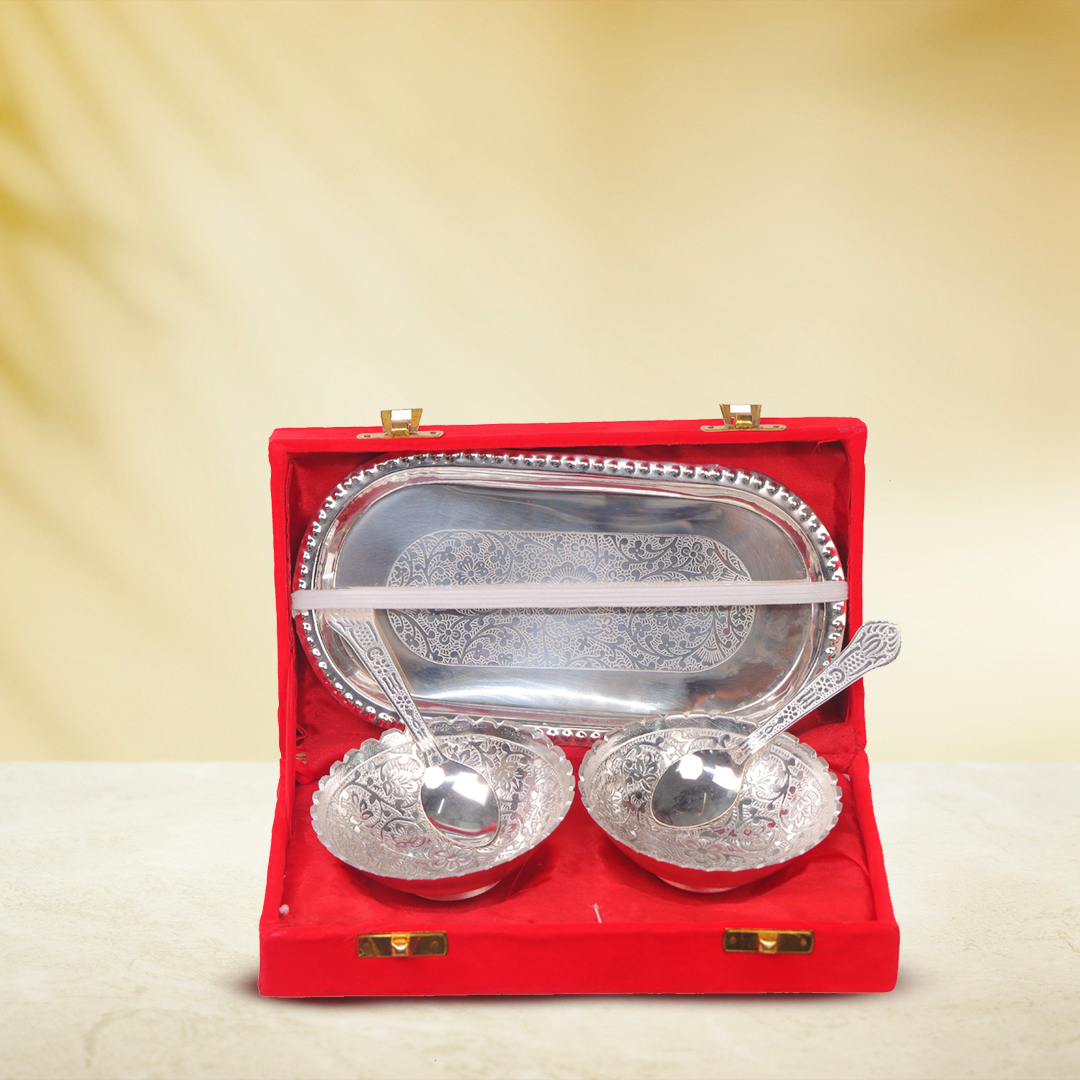 Devnidhii Bowl Silver Plated with Plate Double