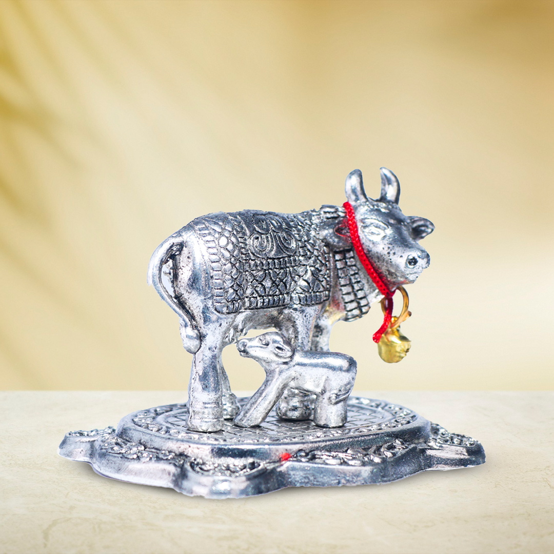 Devnidhii Kamdhenu Maa Silver Plated Small Size