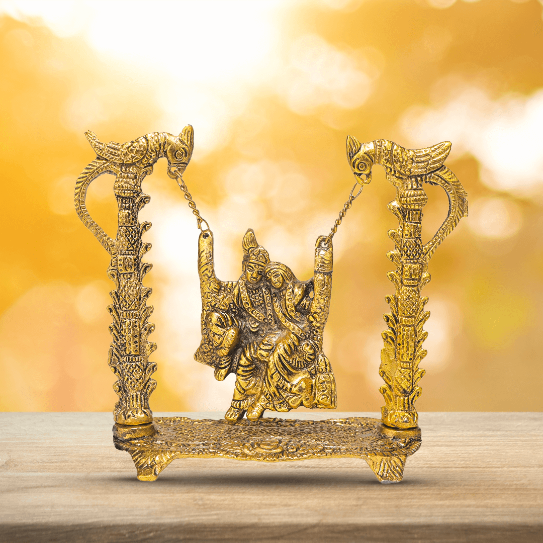 Devnidhii Jhula Radha Krishna in Gold Polish