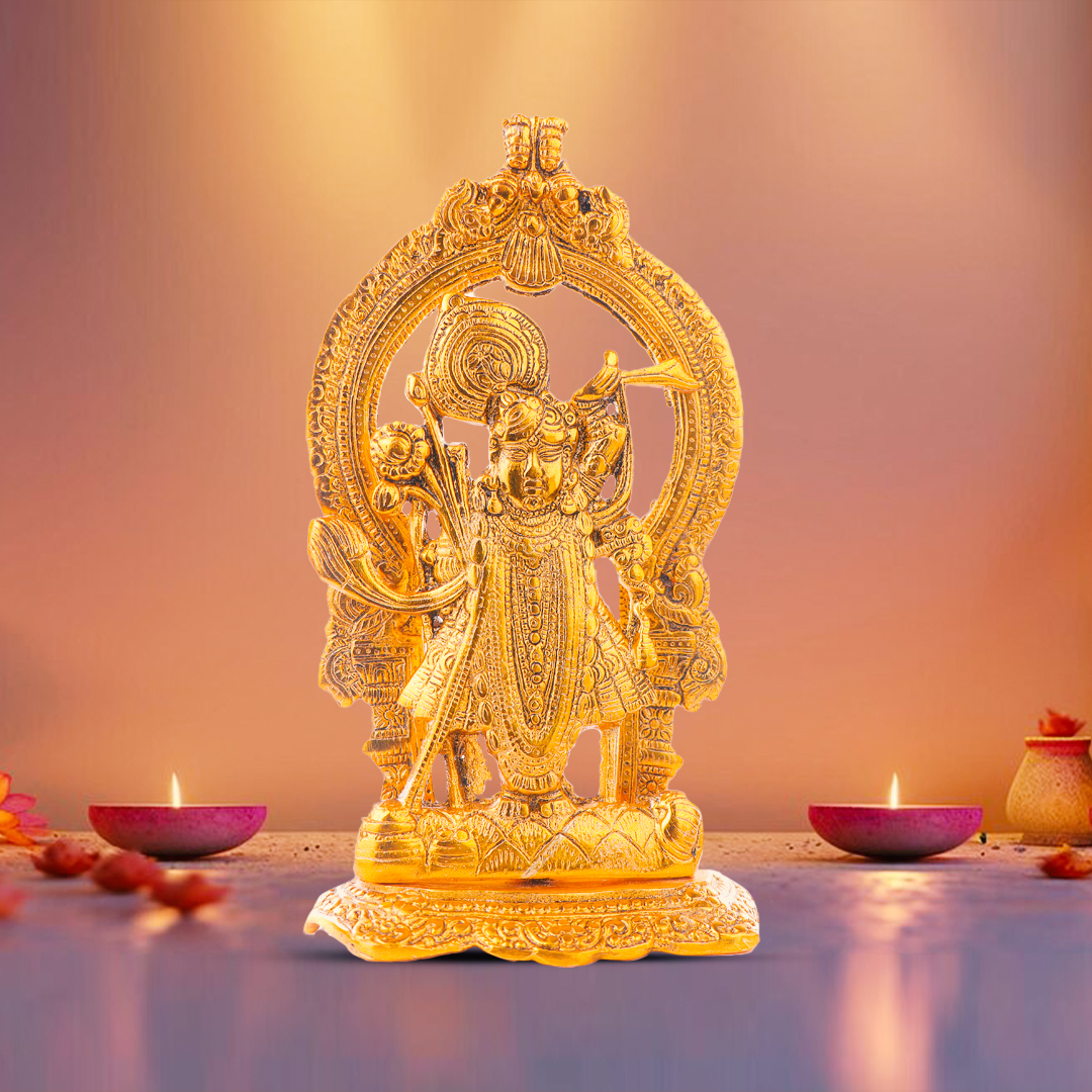 Devnidhii Banke Bihari Krishna Idol in Gold Polish
