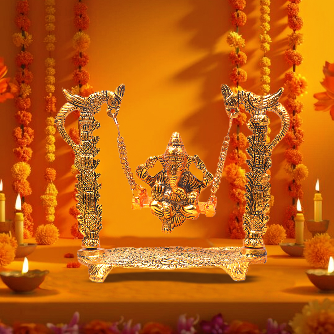 Devnidhii Palna (Jhula) Ganesh in Gold Polish