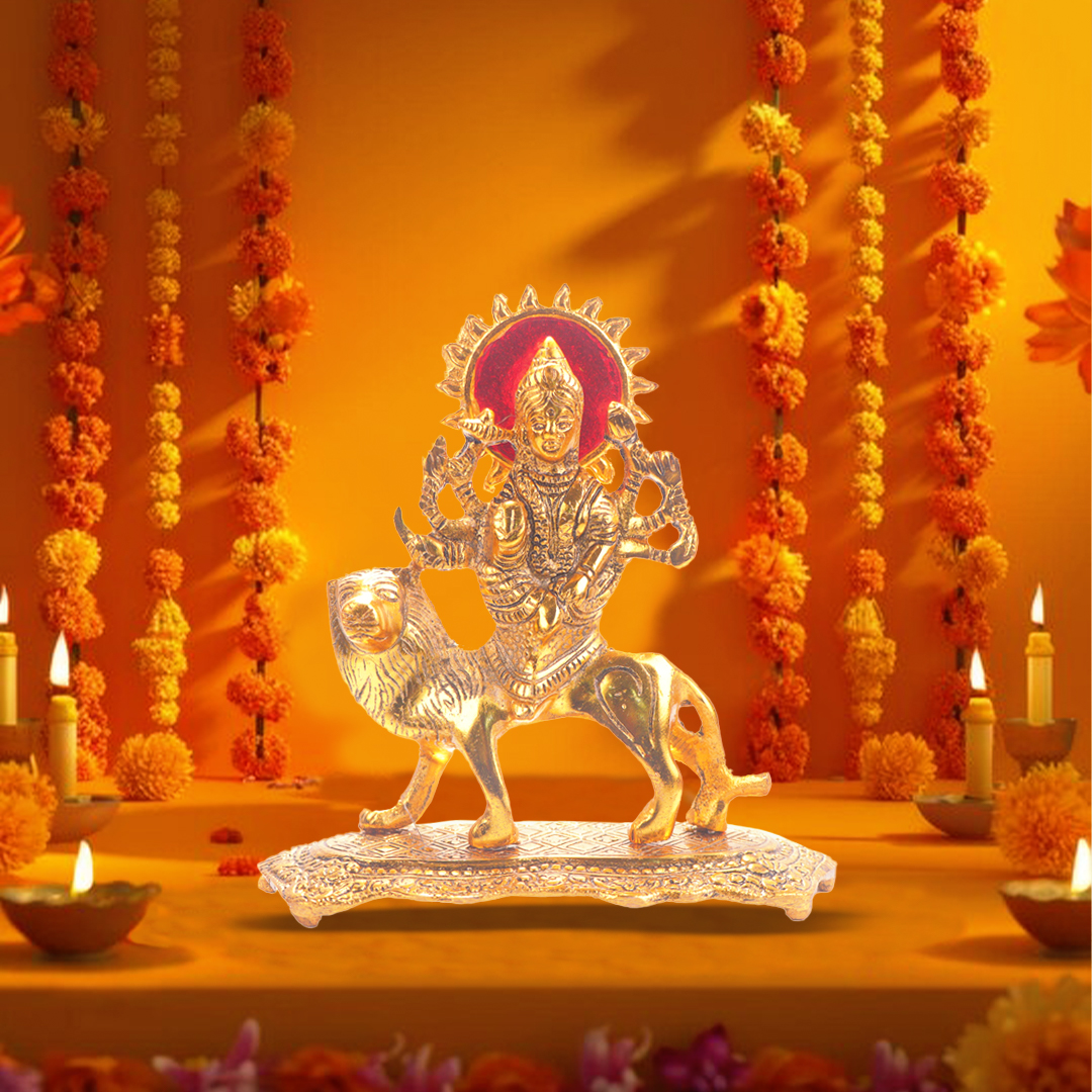 Devnidhii Sherawali Maa Idol in Gold Polish Big Size