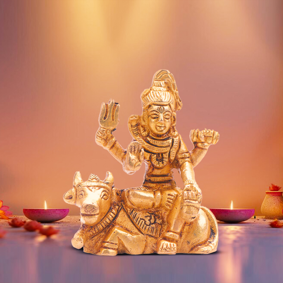 Devnidhii Shiv Ji Brass Idol On Nandi Bull