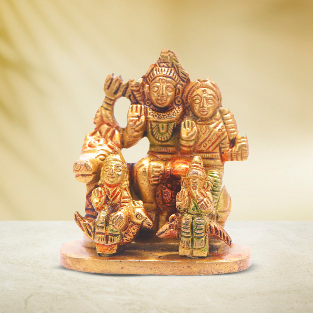 Devnidhii Shiv Parivaar Brass Idol Multi Coloured
