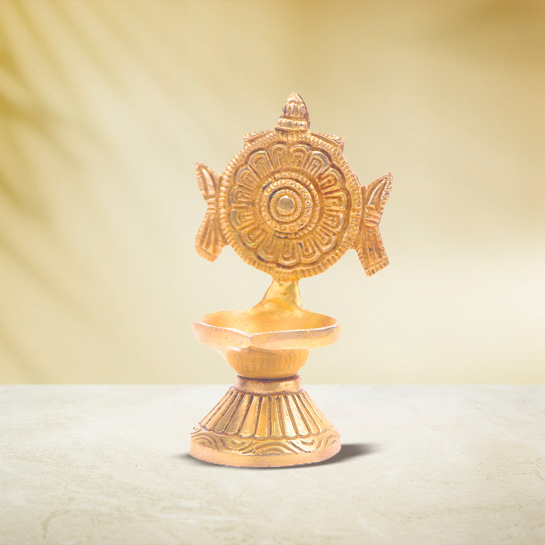 Devnidhii Diya (Brass) Intricate Design Large Size With Stand