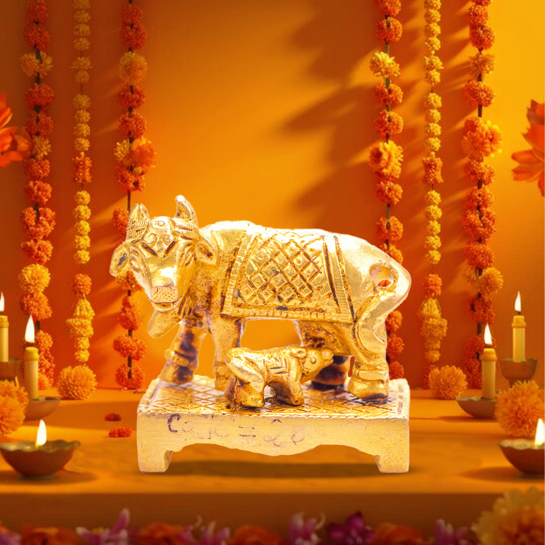 Devnidhii Kamdhenu Maa in Brass Design