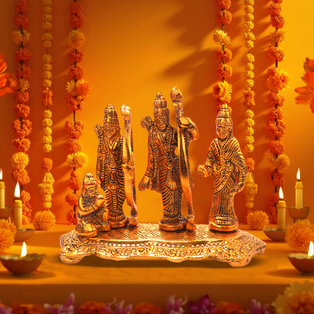 Devnidhii Ram Darbar in Gold Polish Medium Size