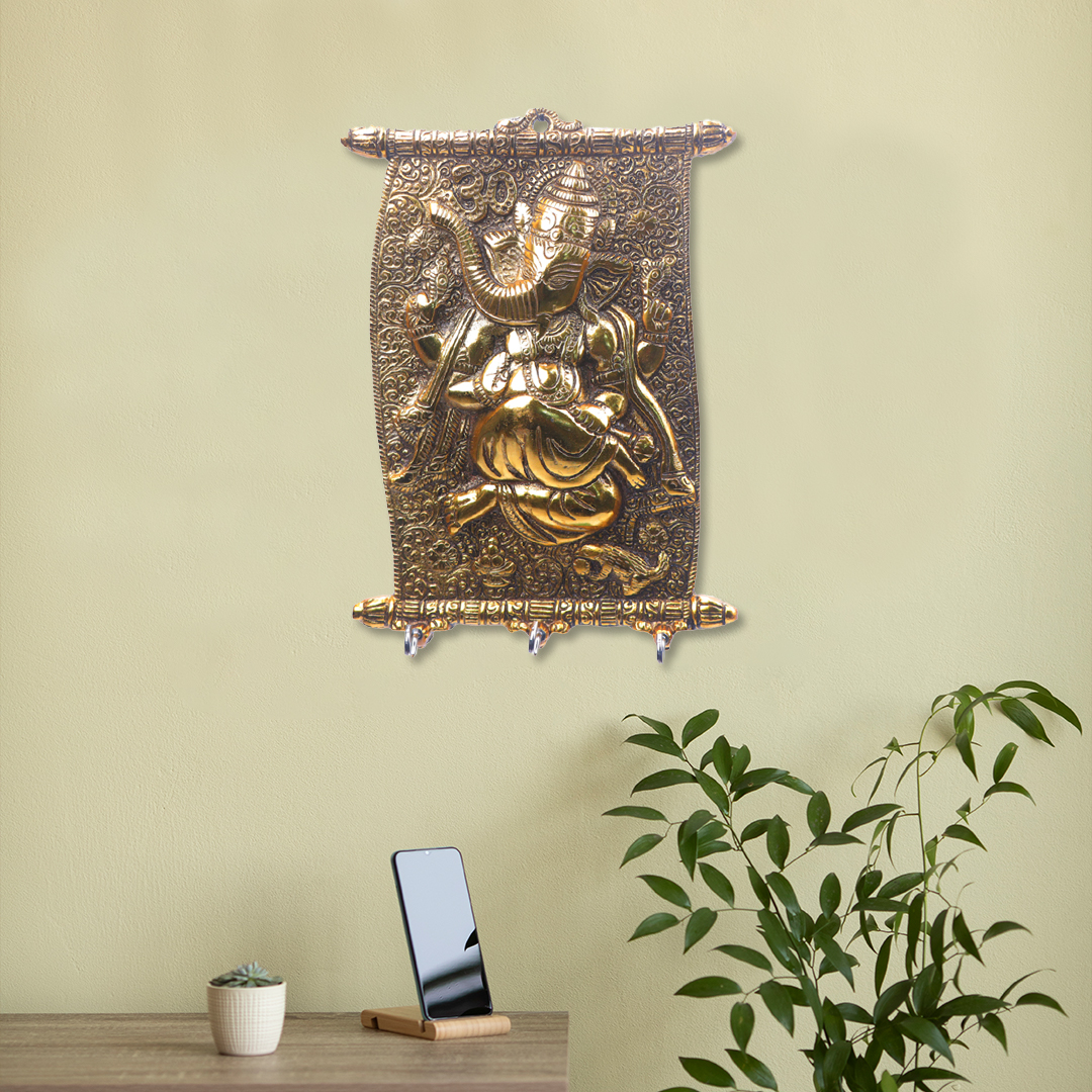 Devnidhii Ganesh Ji Farmaan Wall Hanging in Gold Polish