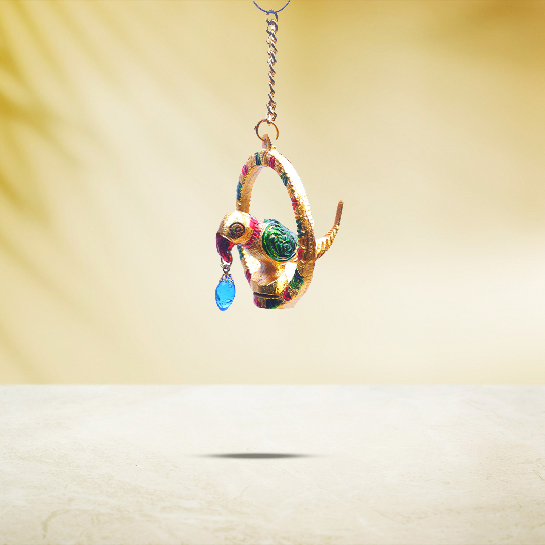 Devnidhii Hanging Parrot Decoration in Gold Polish