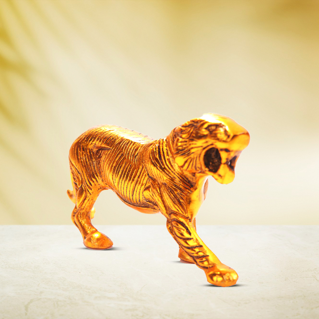 Devnidhii Lion in Gold Polish Vastu/ Fengshui