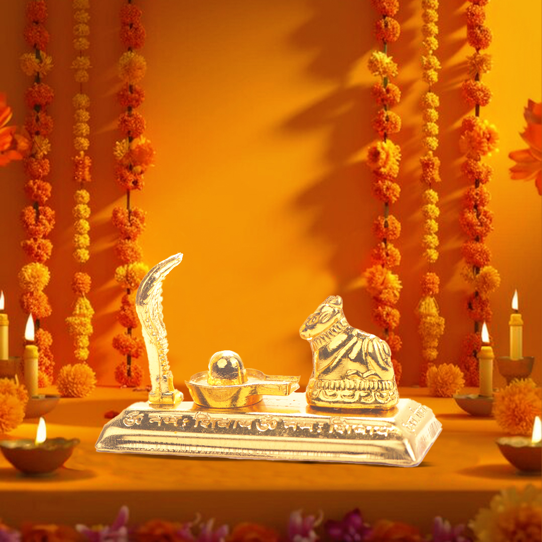 Devnidhii Shivling with Vasuki Snake in Gold Polish