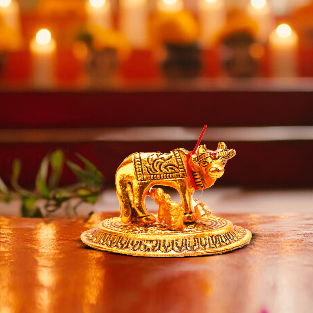 Devnidhii Kamdhenu in Gold Polish in Small Size