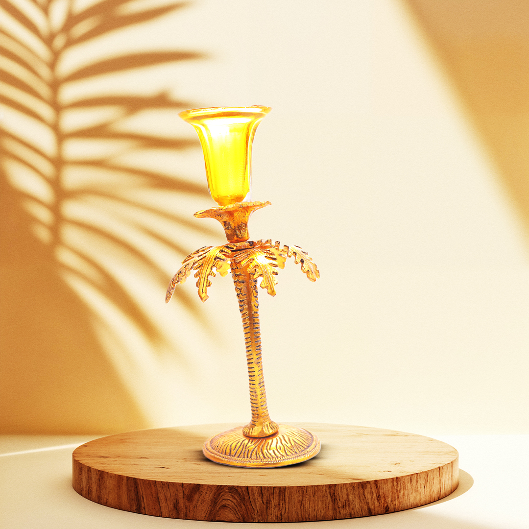 Devnidhii  Candle Stand Single in Gold Polish