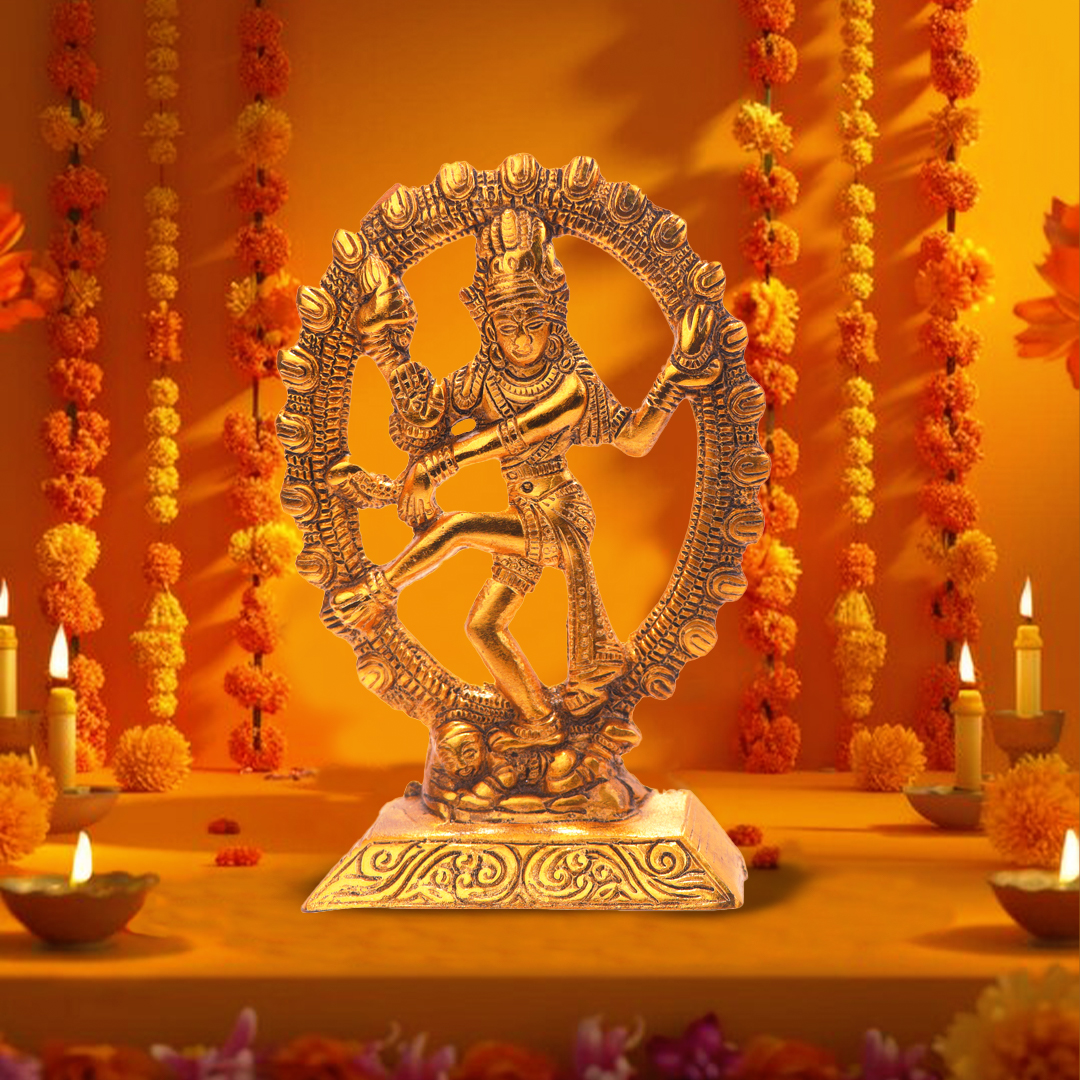 Devnidhii Natraj Idol Oval in Gold Polish
