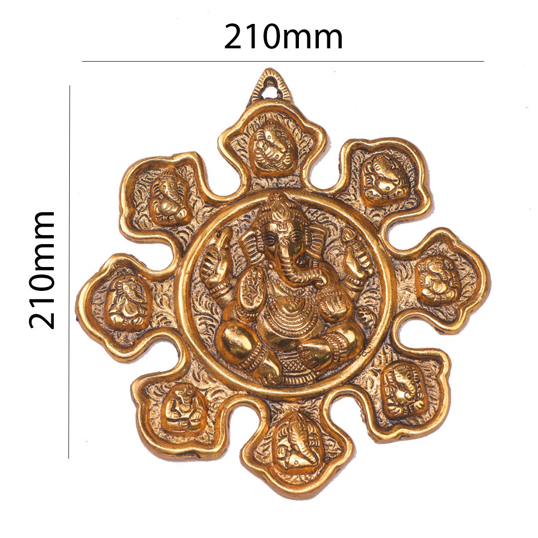Devnidhii Asthmukhi Ganesh Wall Hanging in Gold Polish