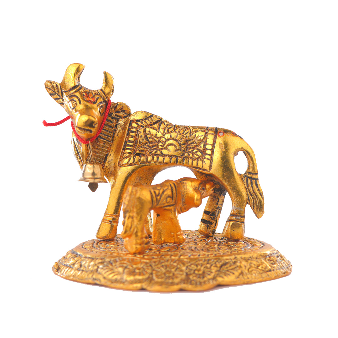 Devnidhii Kamdhenu Maa Gold Polish Idol Small Size Design 2