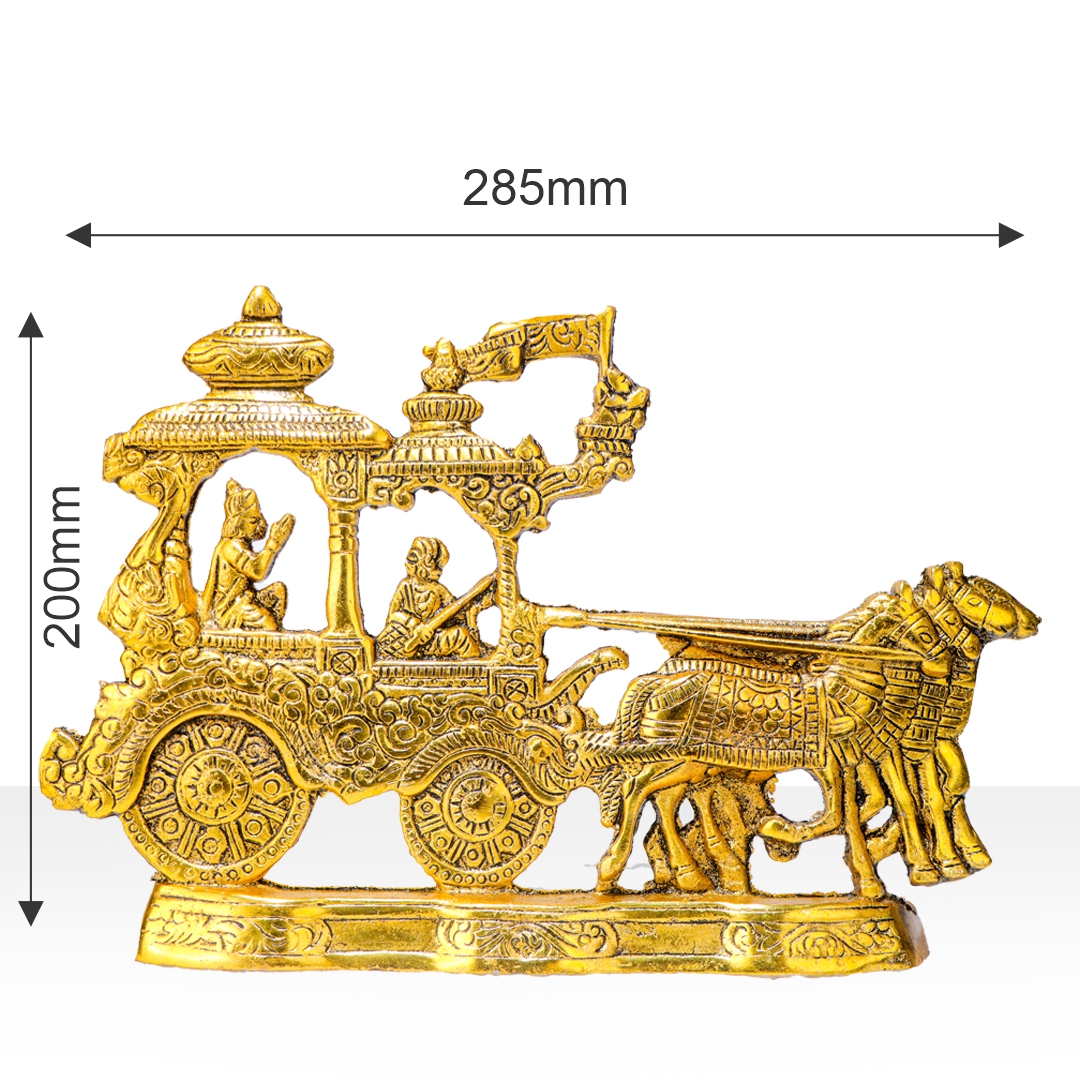 Devnidhii Krishna Arjun Rath Wall Hanging in Gold Polish