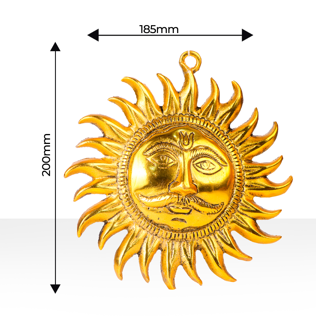 Devnidhii Suryadev Face Wall Hanging in Gold Polish