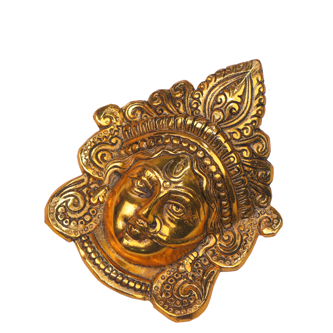 Devnidhii Maa Durga Face Wall Hanging in Gold Polish