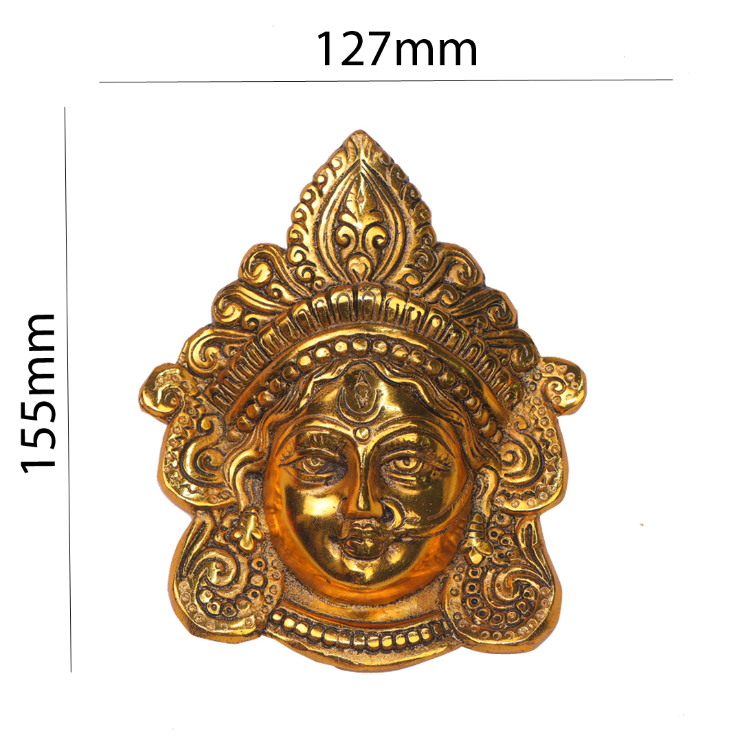 Devnidhii Maa Durga Face Wall Hanging in Gold Polish