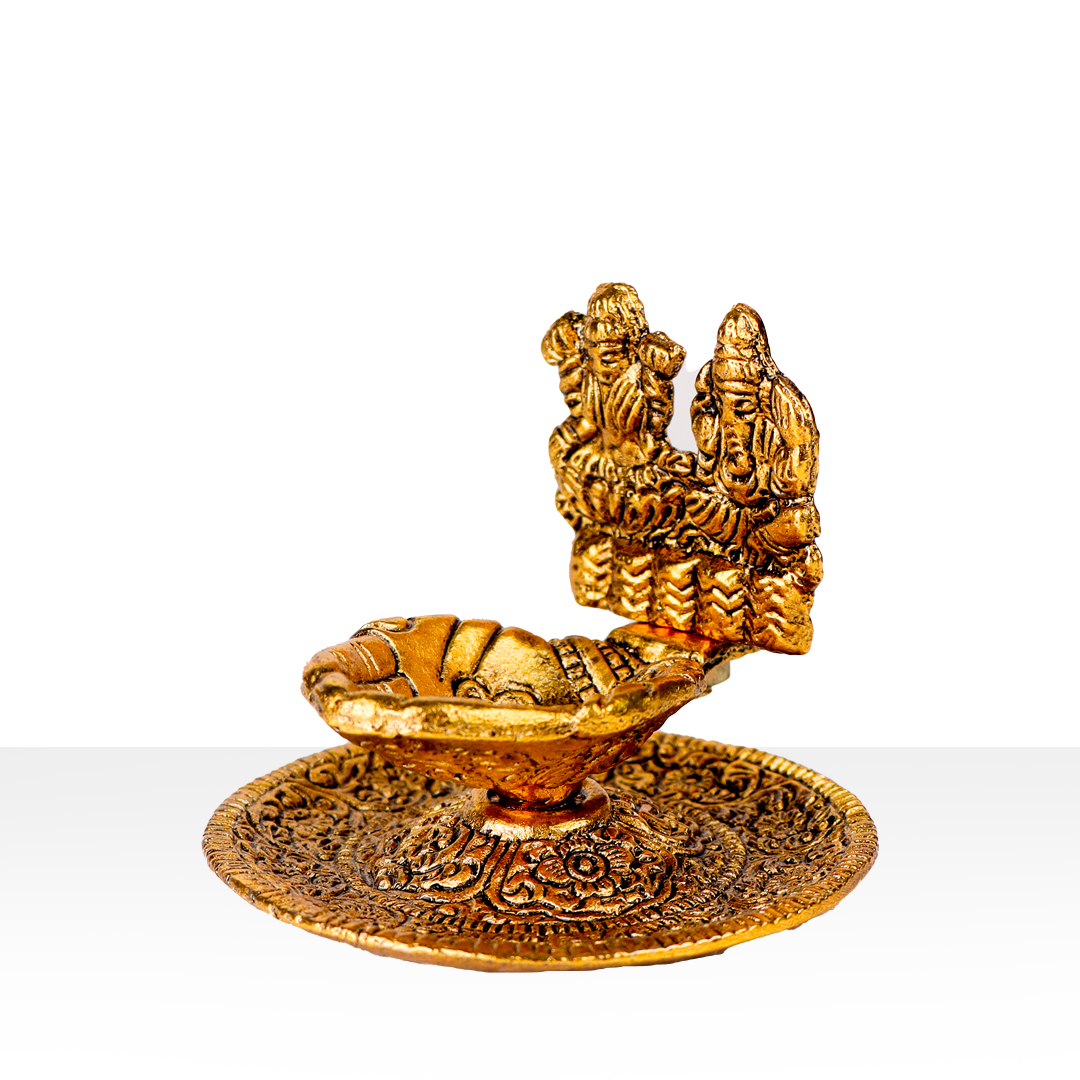 Devnidhii Diya Laxmi, Ganesh in Gold Polish Small Size