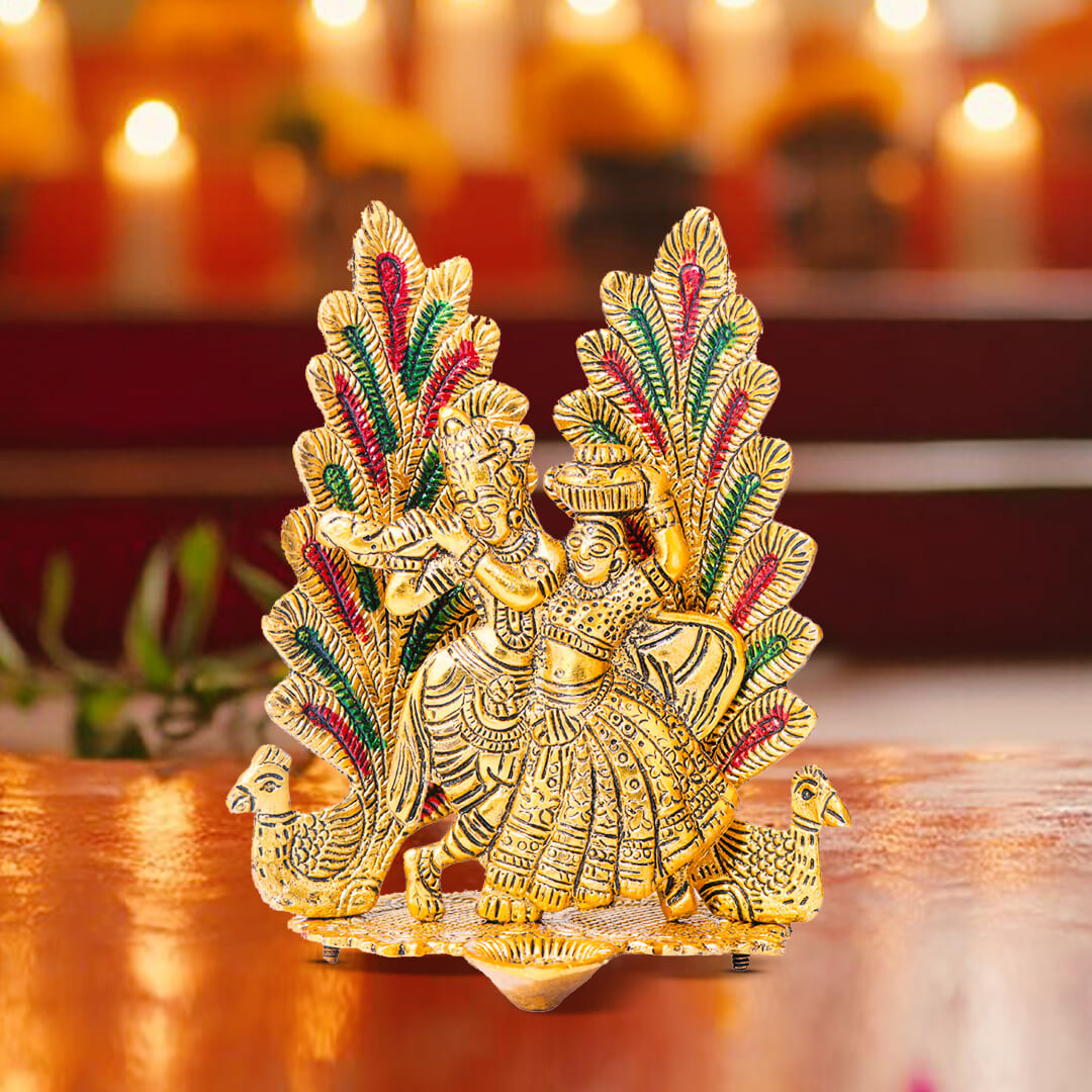 Devnidhii Diya Radha Krishna with Meenakari Stonework