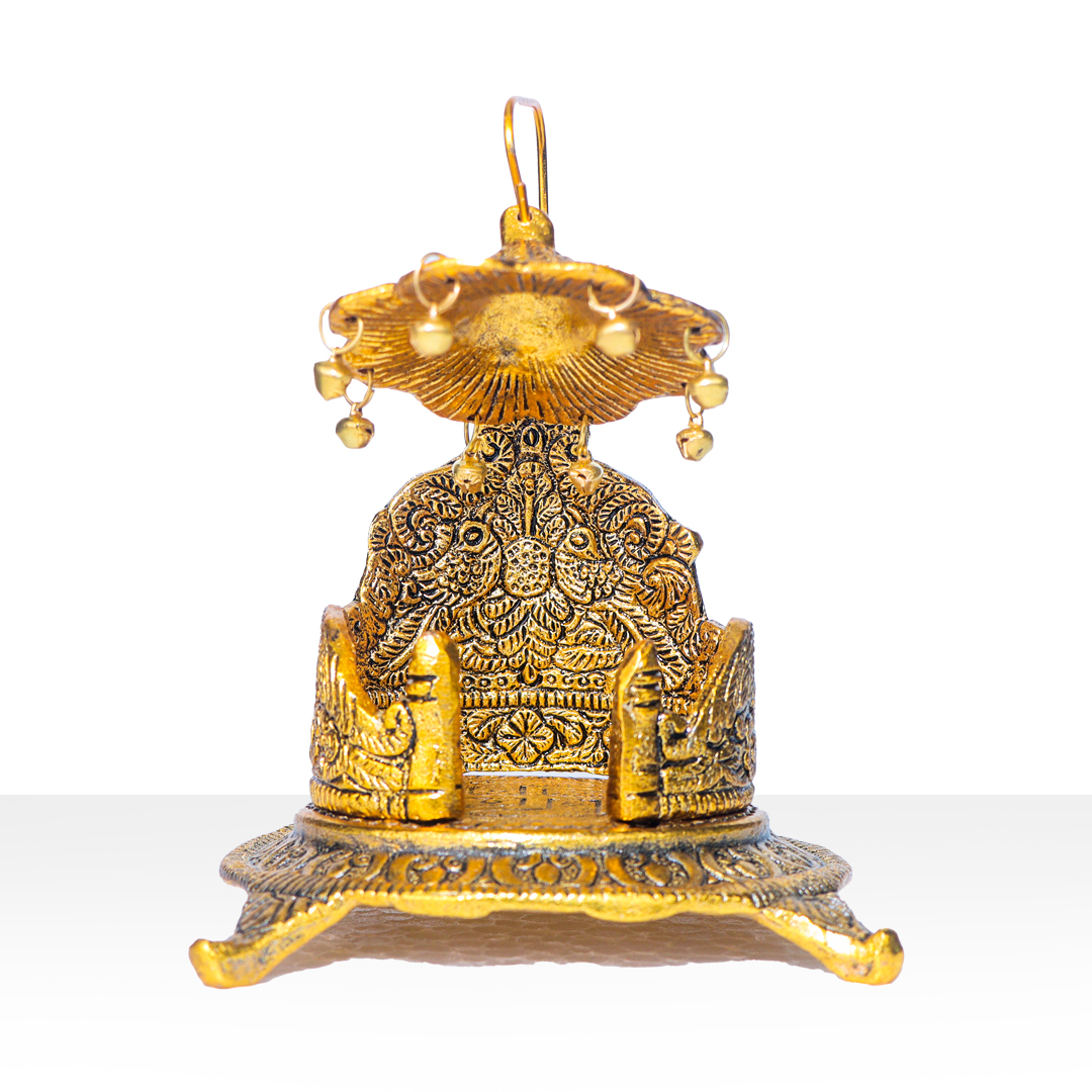 Devnidhii Singhashan for God Round Shape in Gold Polish