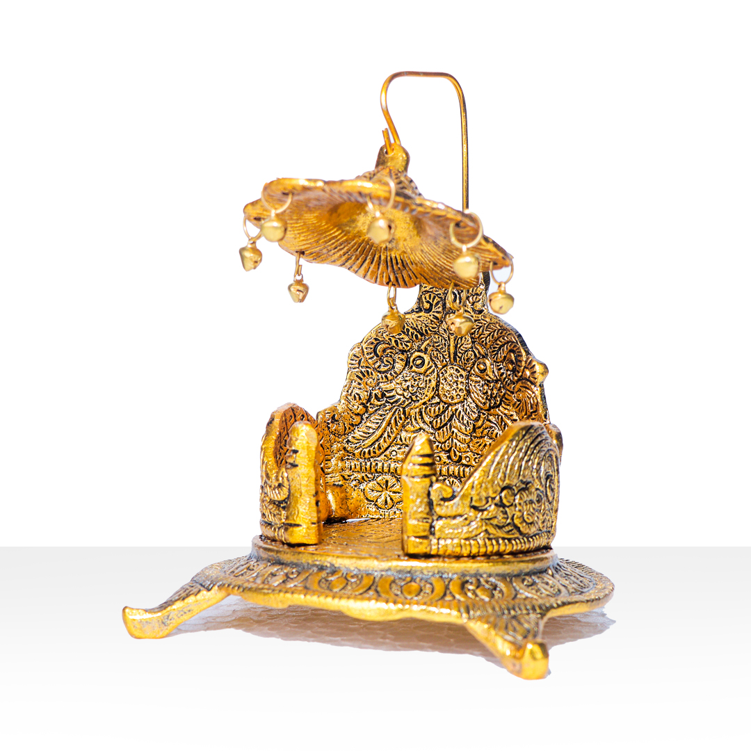 Devnidhii Singhashan for God Round Shape in Gold Polish