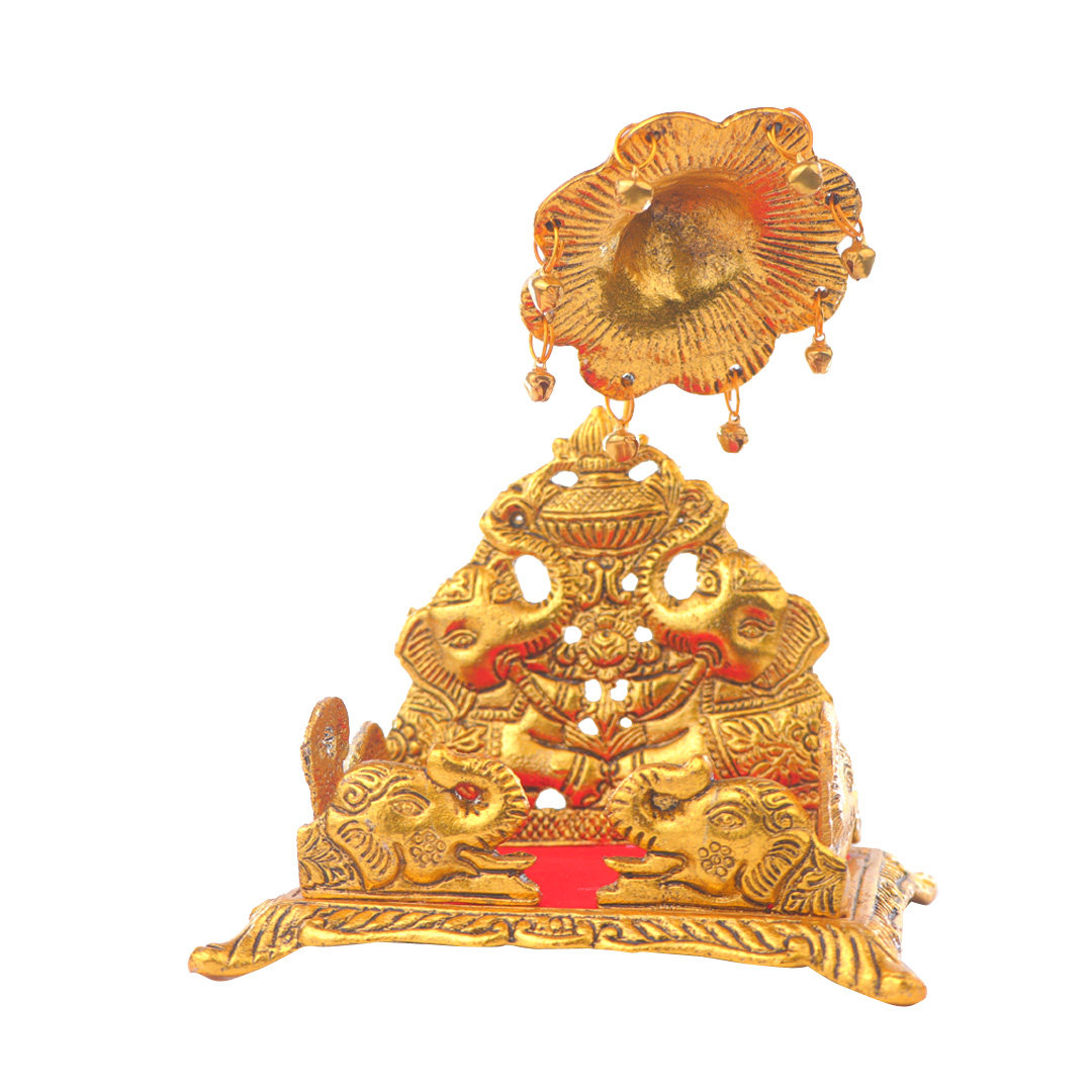 Devnidhii Singhashan For Laddu Gopal with Elephants in Gold Polish