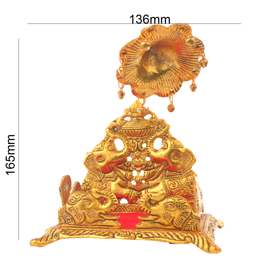 Devnidhii Singhashan For Laddu Gopal with Elephants in Gold Polish
