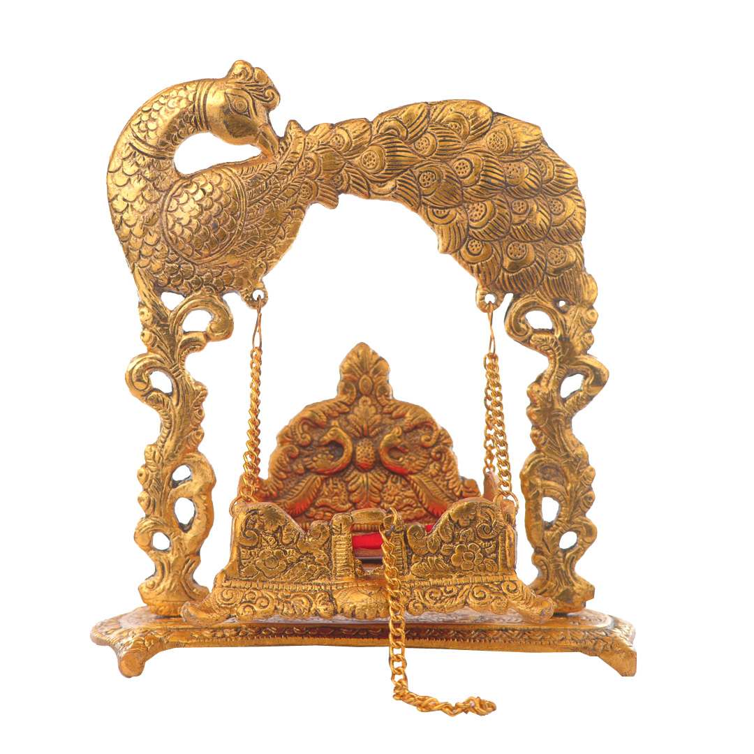 Devnidhii Palna (Jhula) with Peacock in Gold Polish