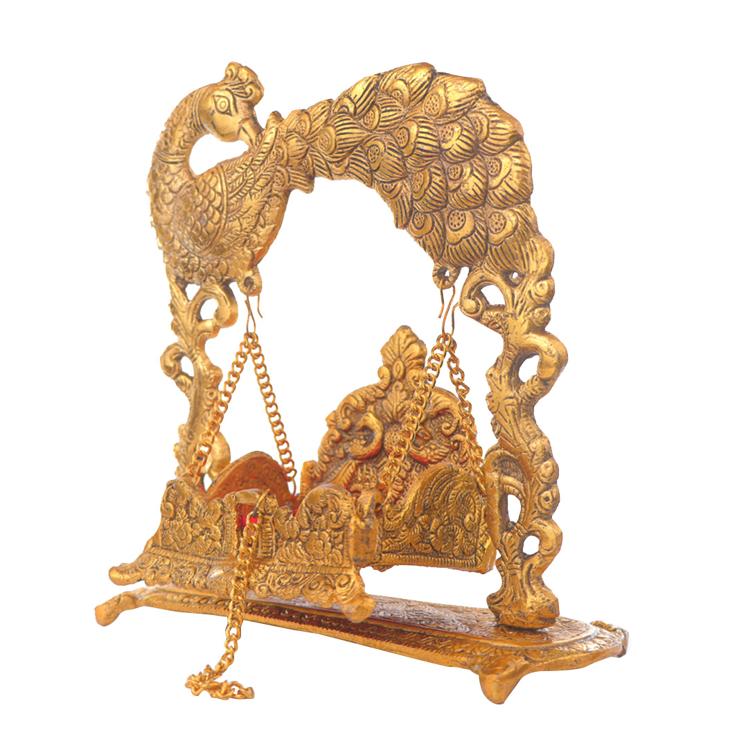 Devnidhii Palna (Jhula) with Peacock in Gold Polish