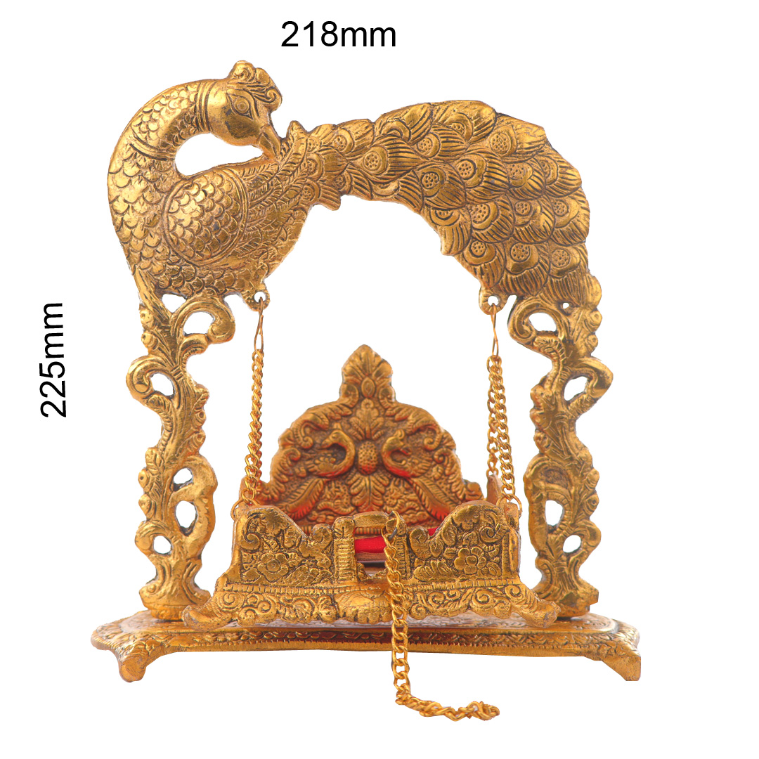 Devnidhii Palna (Jhula) with Peacock in Gold Polish