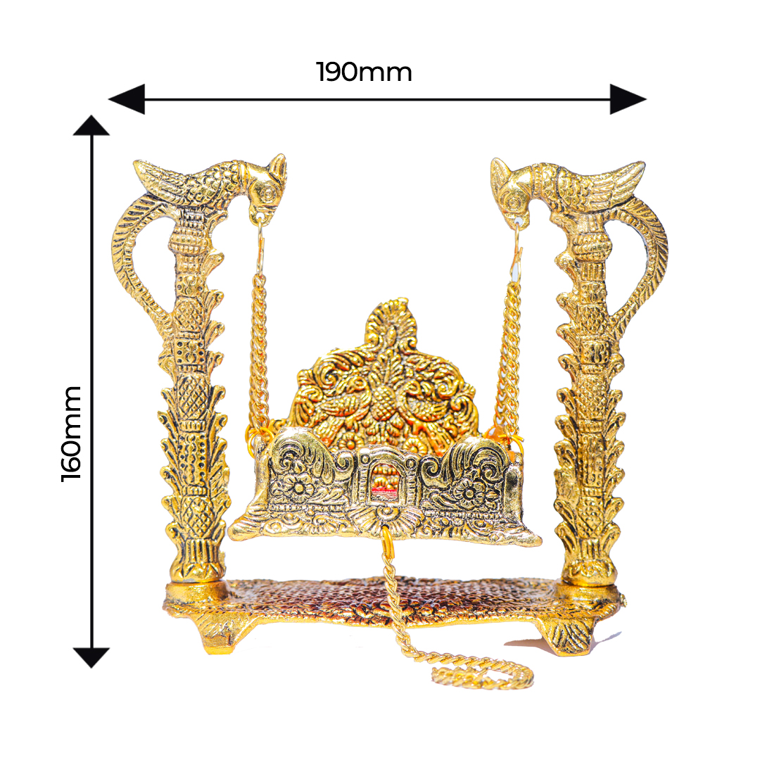 Devnidhii Palna (Jhula) Parrot Figurines in Gold Polish