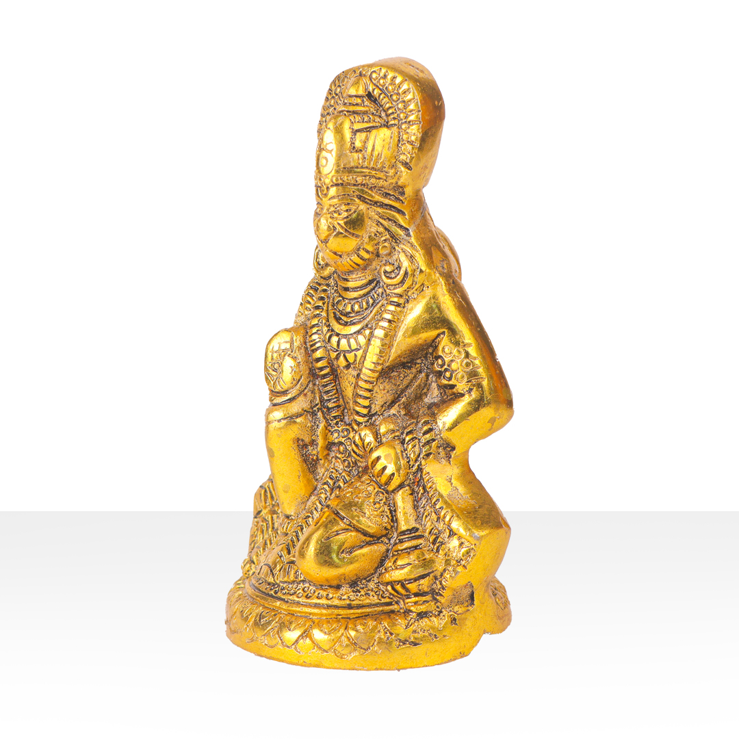 Devnidhii Hanuman Ji Idol in Ashirwad Mudra in Gold Polish