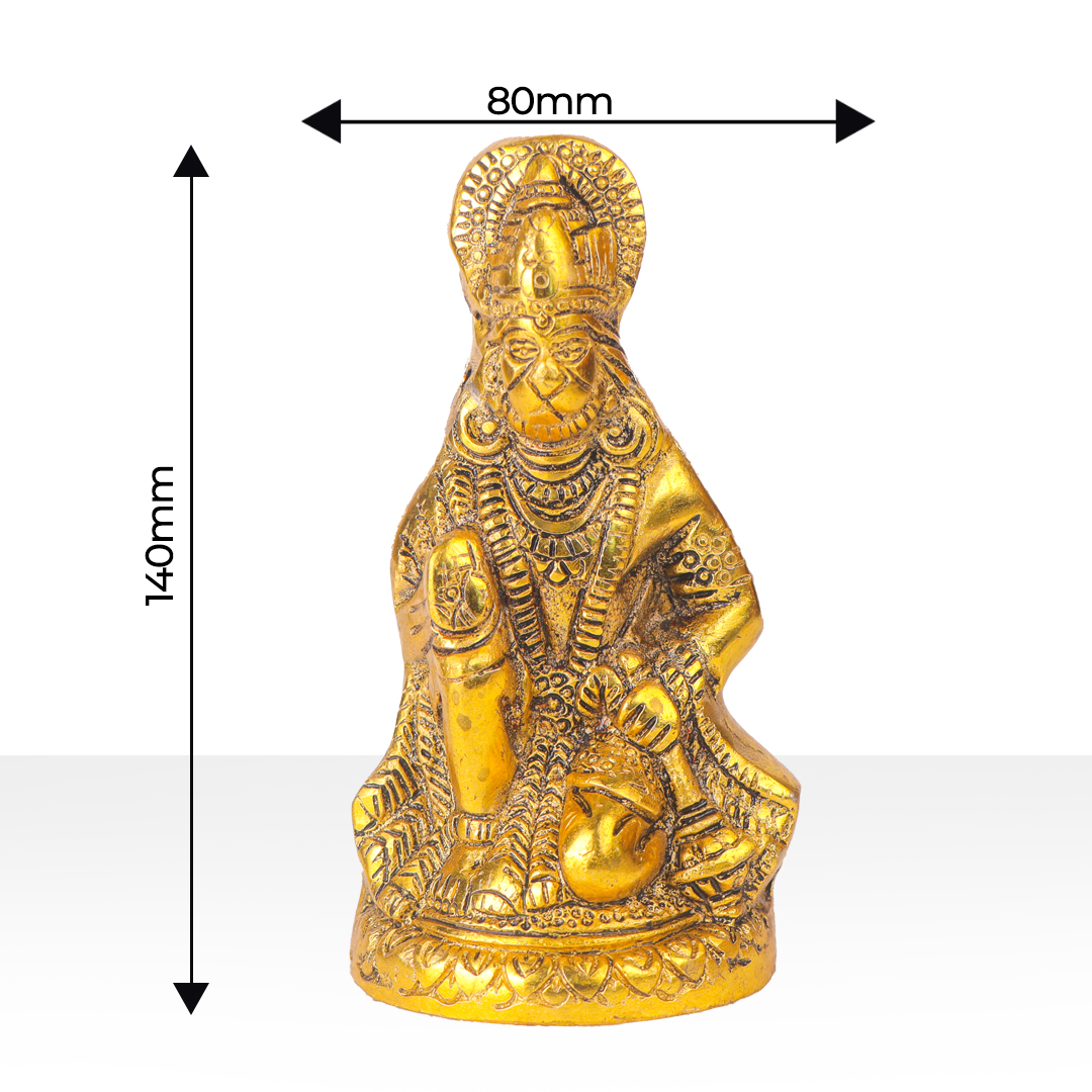 Devnidhii Hanuman Ji Idol in Ashirwad Mudra in Gold Polish