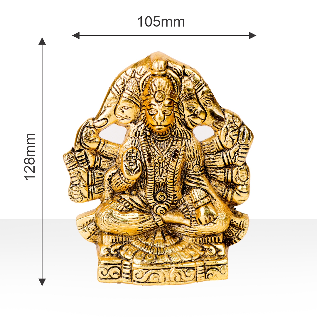 Devnidhii Hanuman Ji Panchmukhi Wall Hanging in Gold Polish