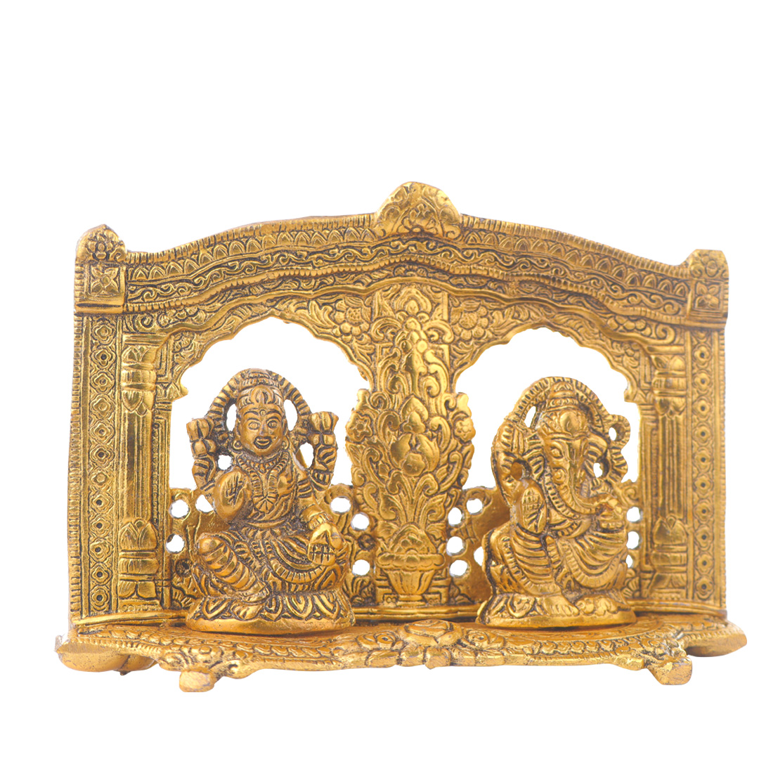 Devnidhii Laxmi,Ganesh Idol Mehrab Design in Gold Polish