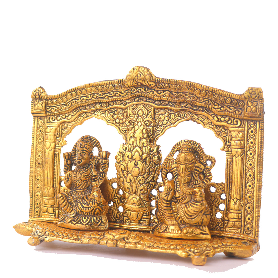 Devnidhii Laxmi,Ganesh Idol Mehrab Design in Gold Polish
