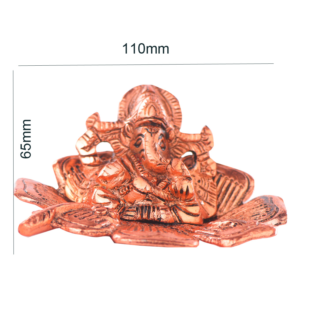 Devnidhii Ganesh Ji Idol on Flower in Gold Polish