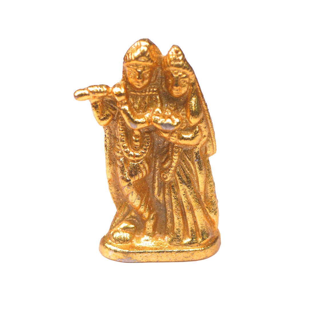 Devnidhii Radha Krishna Idol Basuri Wale in Gold Polish