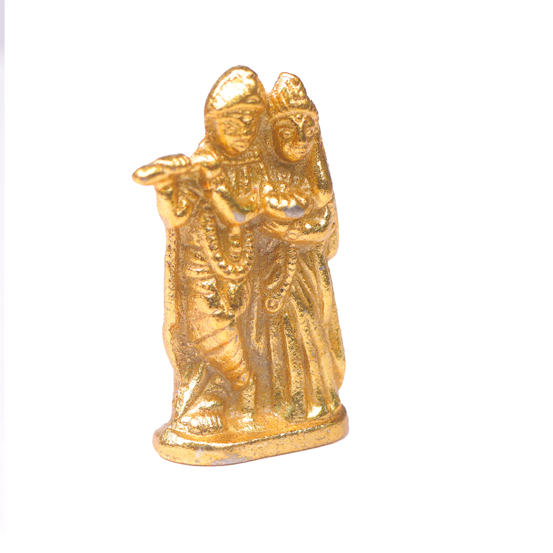 Devnidhii Radha Krishna Idol Basuri Wale in Gold Polish