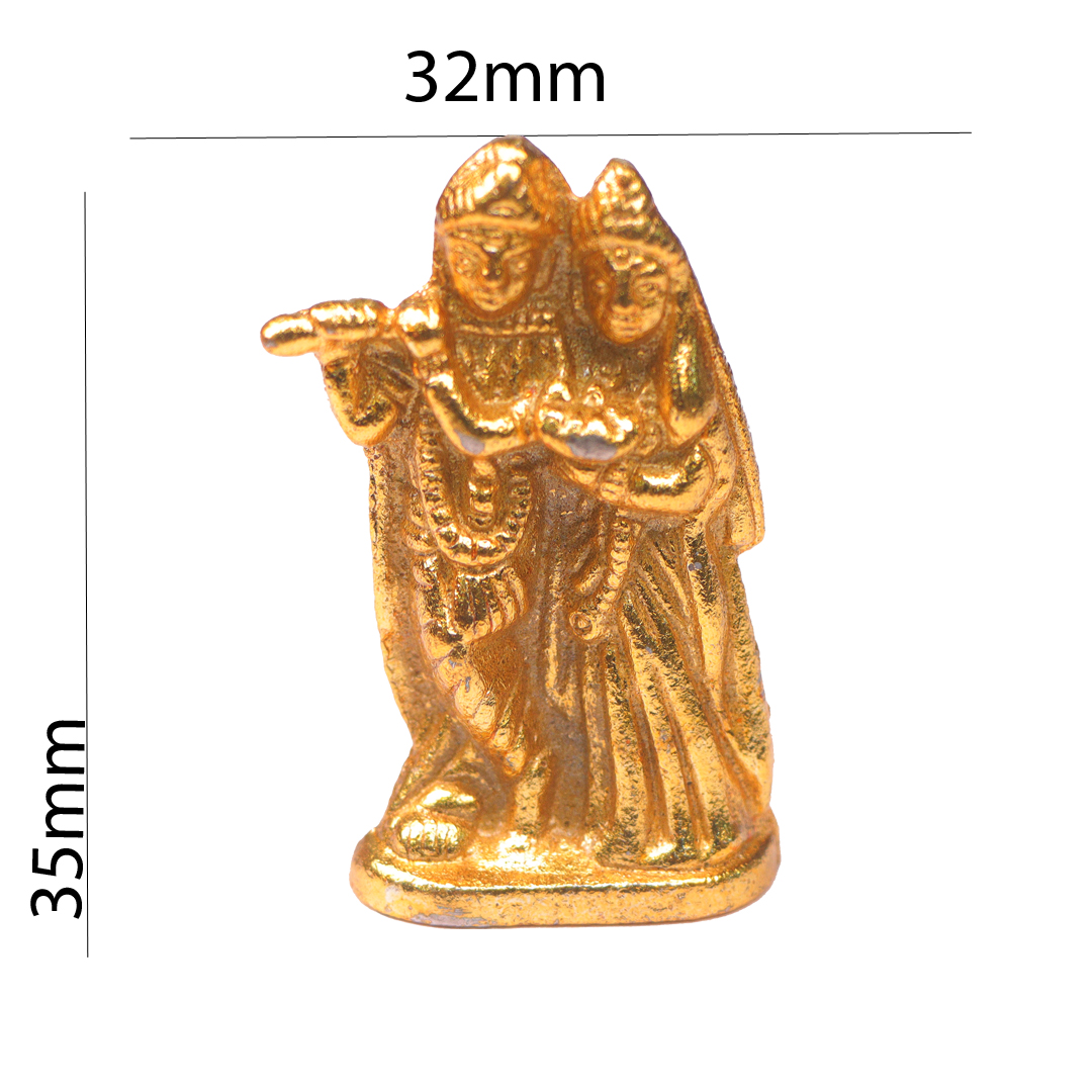 Devnidhii Radha Krishna Idol Basuri Wale in Gold Polish
